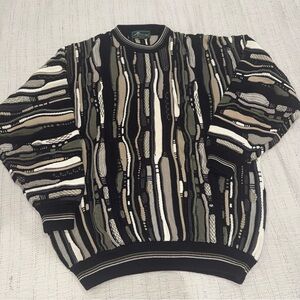 Vtg 100% Cotton Sterling 3D Knit Mens XL Multicolor Coogi Style Cosby Sweater